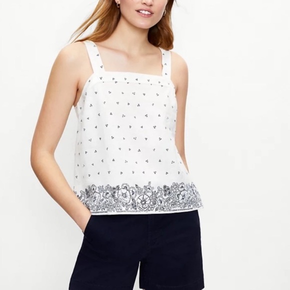 LOFT Tops - LOFT Linen Blend Poppy Garden Camisole Top linen blend